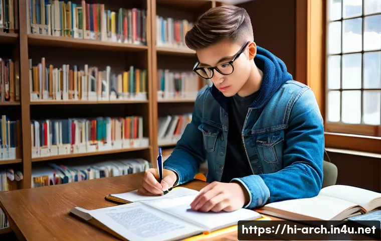 건축기사 실기 시험 대비법 - **Image Prompt 1: Focused Study Session**
    "A young, determined architectural engineering student...